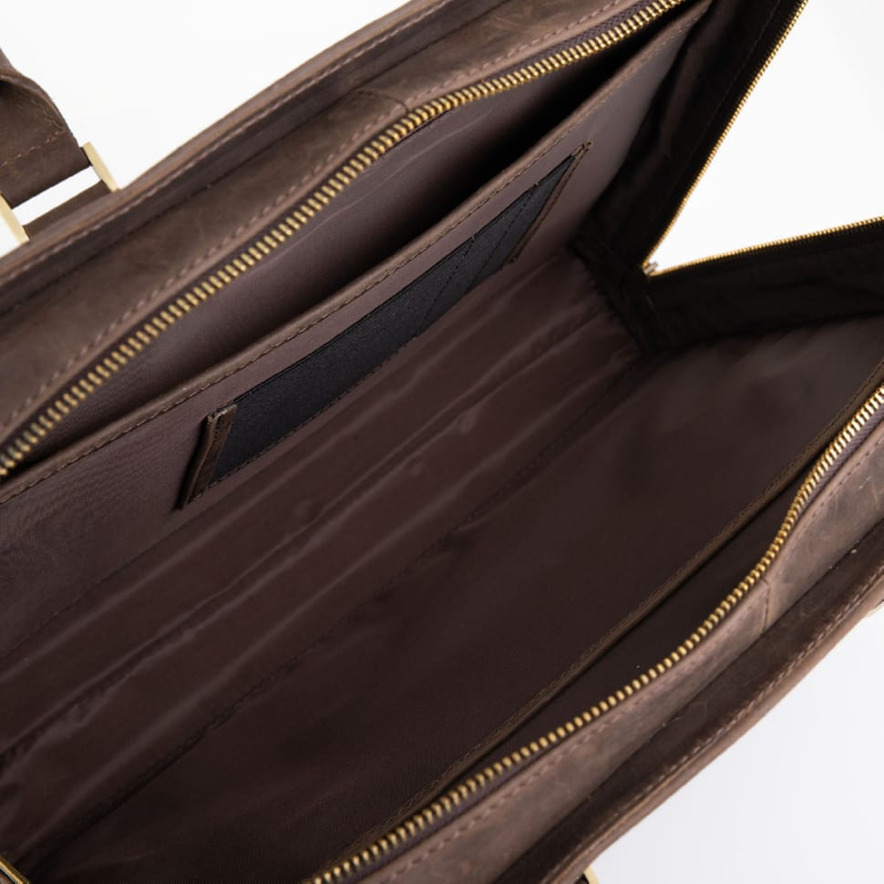 Стильний портфель із вінтажної шкіри коричневого кольору Newery N1992KC