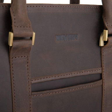 Стильный портфель из винтажной кожи коричневого цвета Newery N1992KC