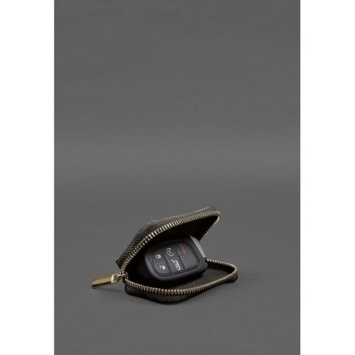 Шкіряний чохол для автомобільного ключа темно-коричневий краст