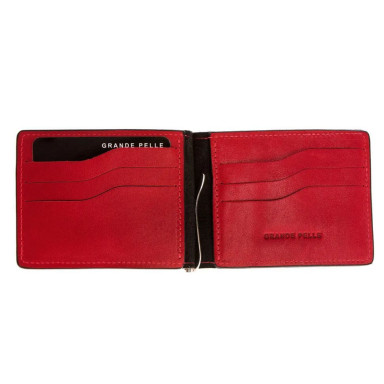 Mens leather money clip Onda 10561060 black with red