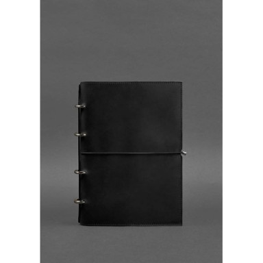 Leather notebook A4 on rings (soft-book) 9.0 soft cover black Crazy Horse