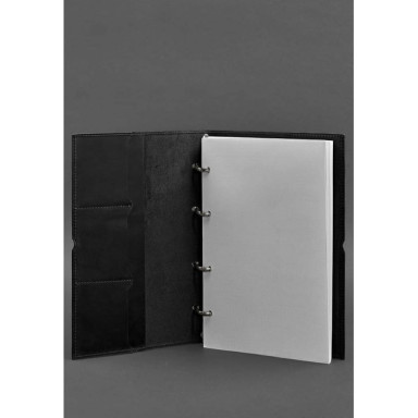 Leather notebook A4 on rings (soft-book) 9.0 soft cover black Crazy Horse