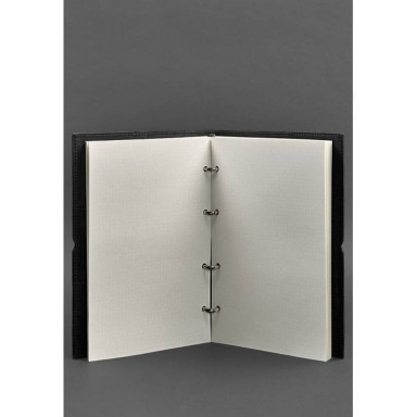 Leather notebook A4 on rings (soft-book) 9.0 soft cover black Crazy Horse