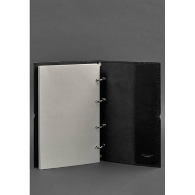 Leather notebook A4 on rings (soft-book) 9.0 soft cover black Crazy Horse