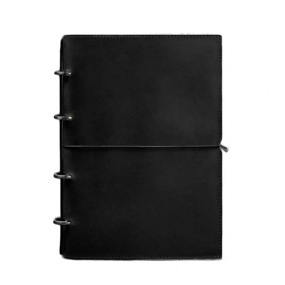 Leather notebook A4 on rings (soft-book) 9.0 soft cover black Crazy Horse