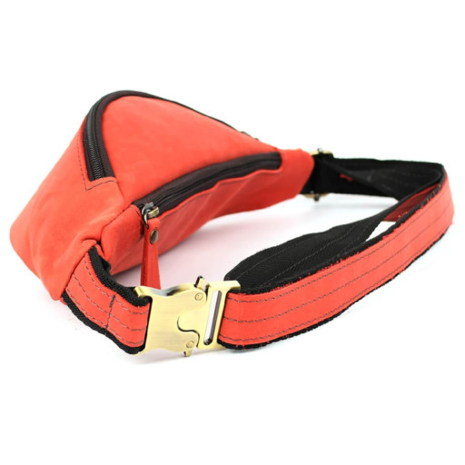 Шкіряна сумка на пояс бананка LIMARY Lim-035RR червона