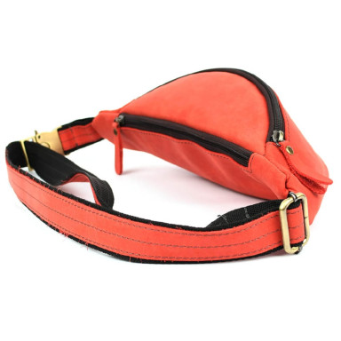 Leather belt bag banana LIMARY Lim-035RR red