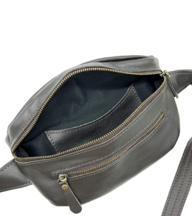 Коричневая сумка на пояс из натуральной кожи Newery N40290GC