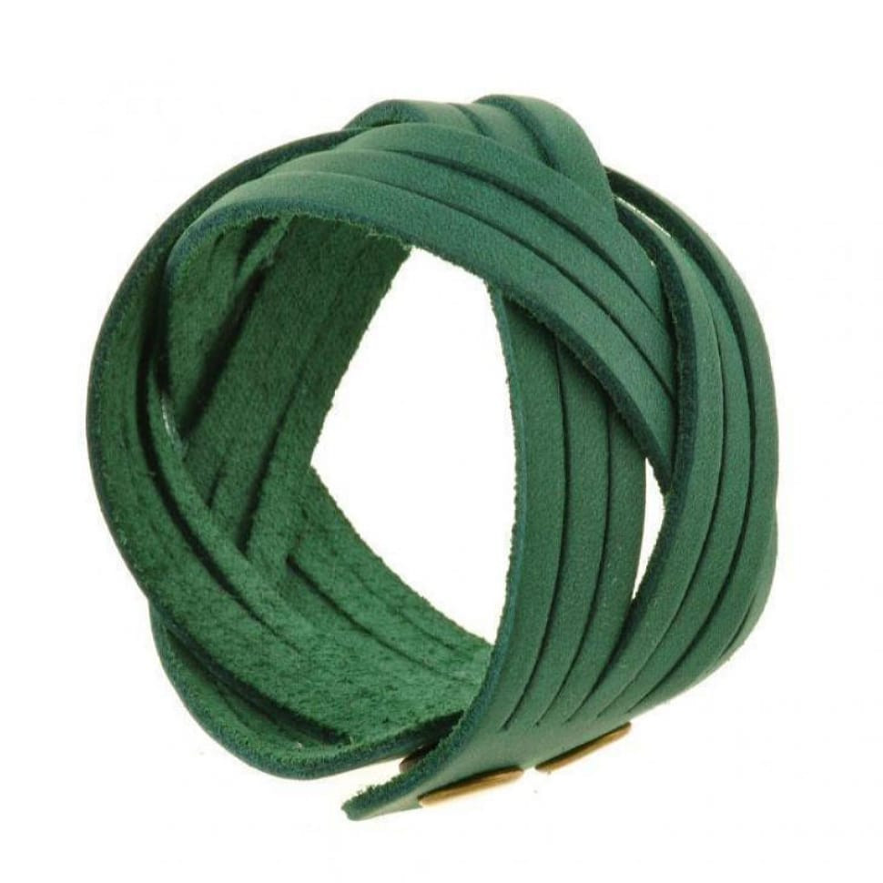 Шкіряний браслет кіска зелена