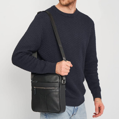 Men's leather bag Keizer K10187bl-black