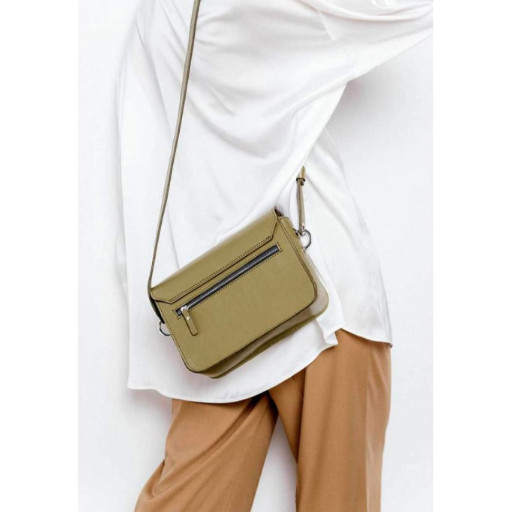 Жіноча шкіряна міні сумка Moment оливкова