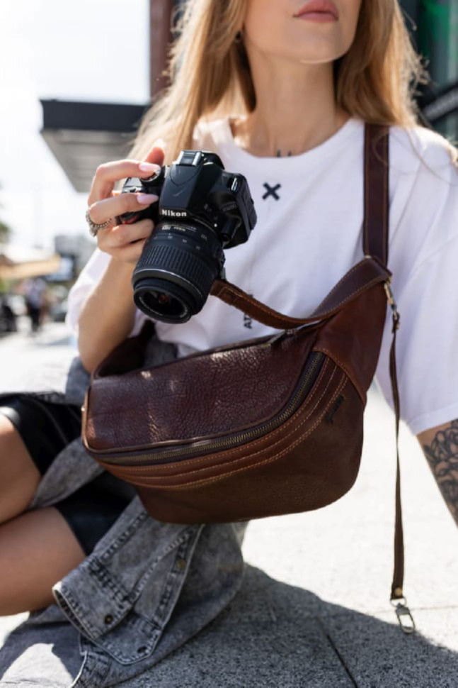 Banana bag for camera leather TARWA GB-1313-4lx terracotta