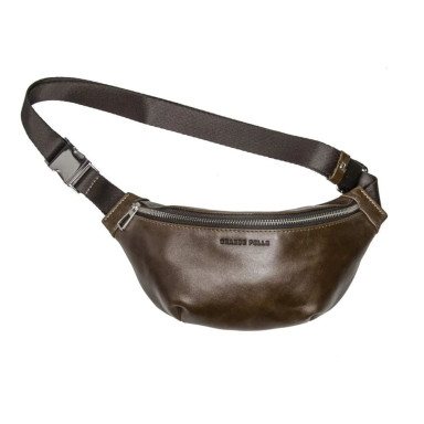 Leather belt bag banana Grande Pelle 741620 brown