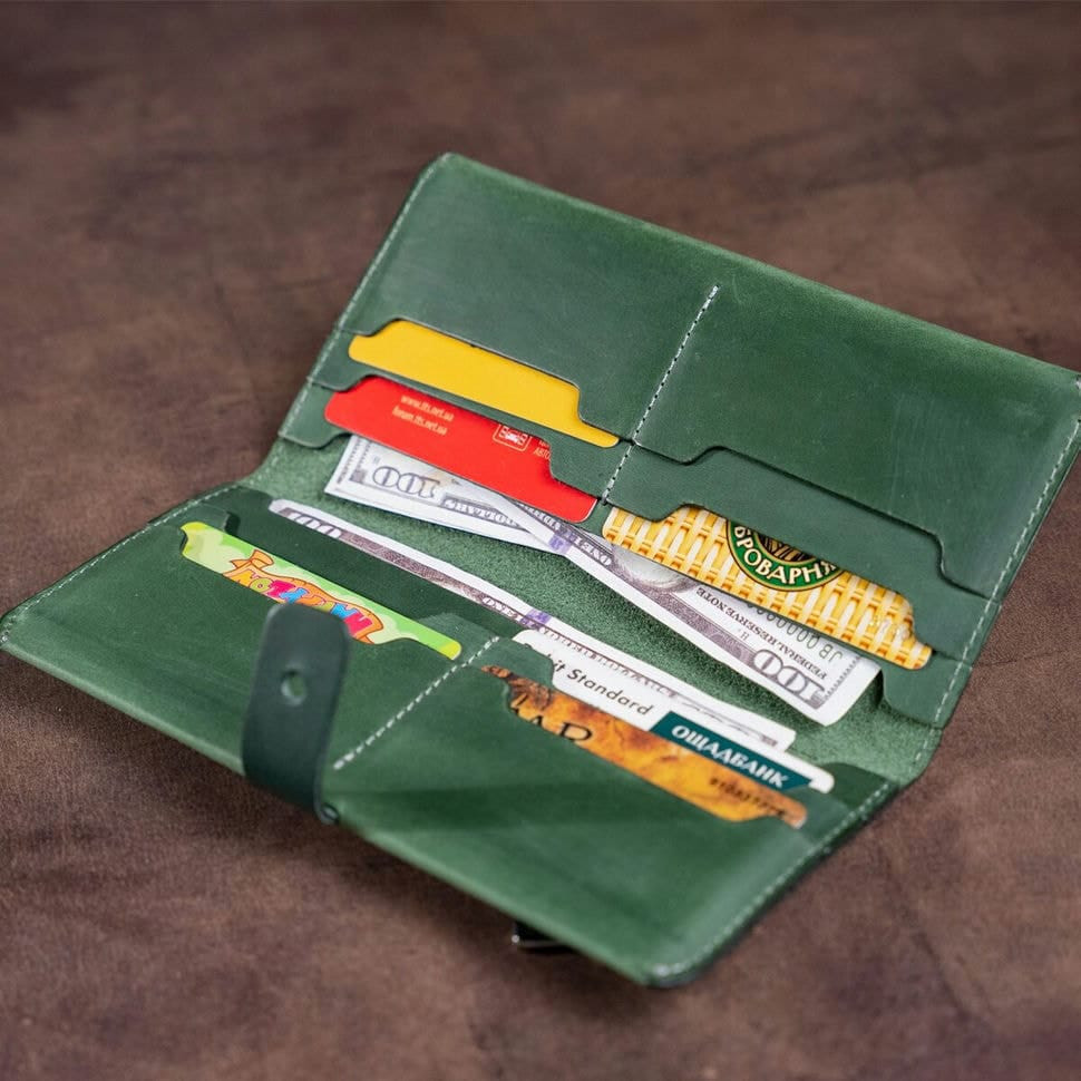 Гаманець з вінтажній шкіри SHVIGEL 16206 Зелений