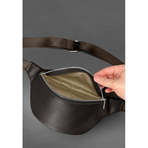 Шкіряна поясна сумка-бананка Kanny темно-коричнева