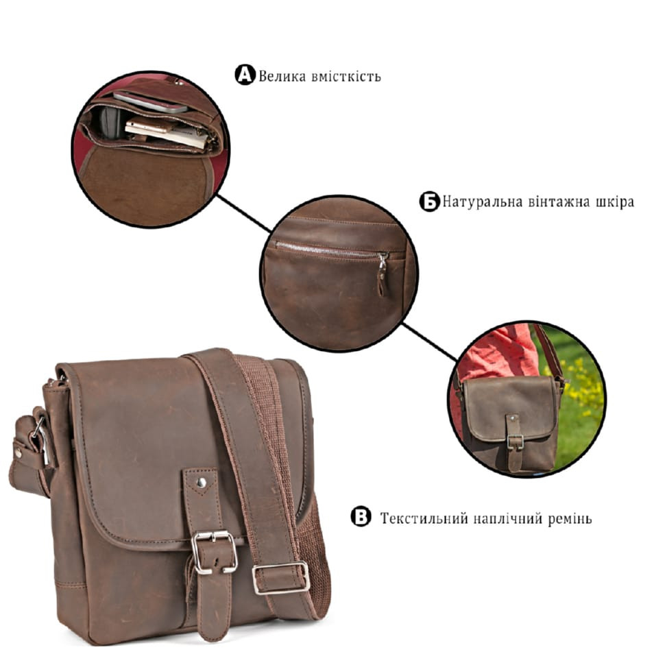 SHVIGEL Bag 00890 Vintage Leather Brown