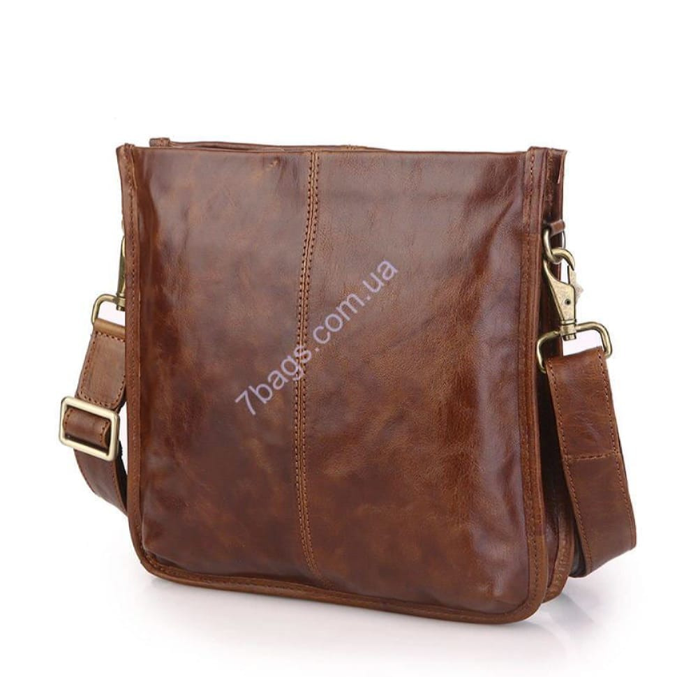 Лаконічна шкіряна сумка-унісекс через плече з глянсової шкіри John McDee