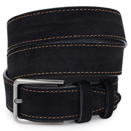 Оригінальний замшевий ремінь для чоловіків Vintage 20704 Чорний