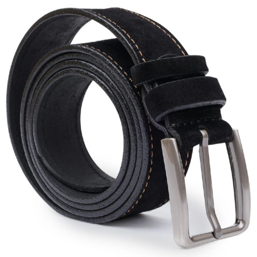 Оригінальний замшевий ремінь для чоловіків Vintage 20704 Чорний