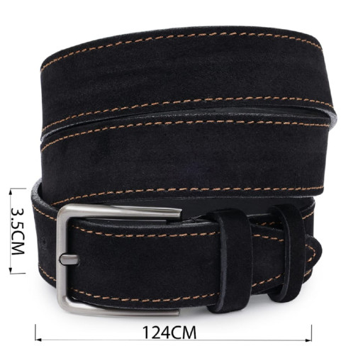 Оригінальний замшевий ремінь для чоловіків Vintage 20704 Чорний
