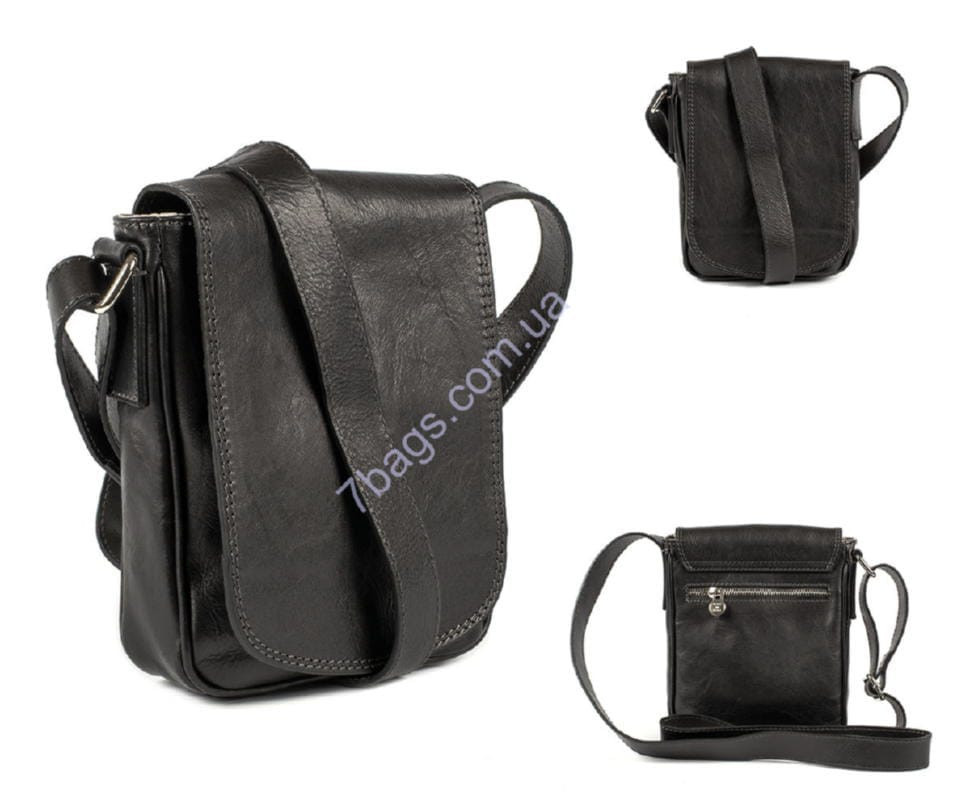 Шкіряна сумка крос-боді, колір чорний, Firenze