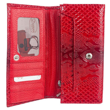 Кошелек женский кожаный Desisan 057-500 красный узор лак