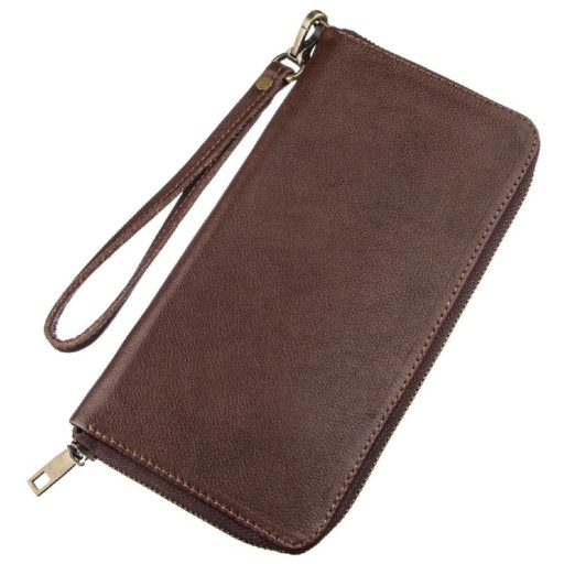 Men's horizontal leather clutch SHVIGEL 19121 Brown