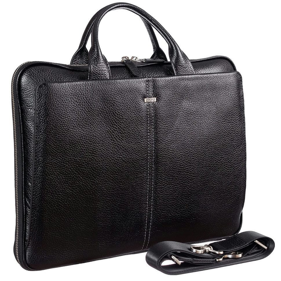 Шкіряний портфель Desisan 910-01 чорний дрібний флотар