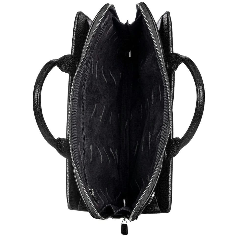 Шкіряний портфель Desisan 910-01 чорний дрібний флотар