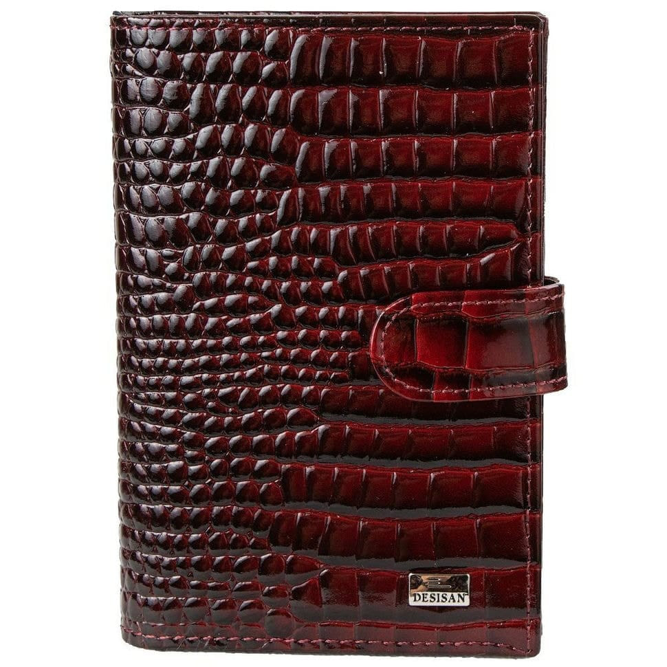 Обкладинка авто+паспорт шкіряна Desisan 102-626 бордо кроко лак