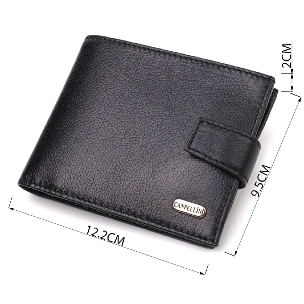 Класичний чоловічий гаманець із натуральної шкіри флотар CANPELLINI 21791 Чорний