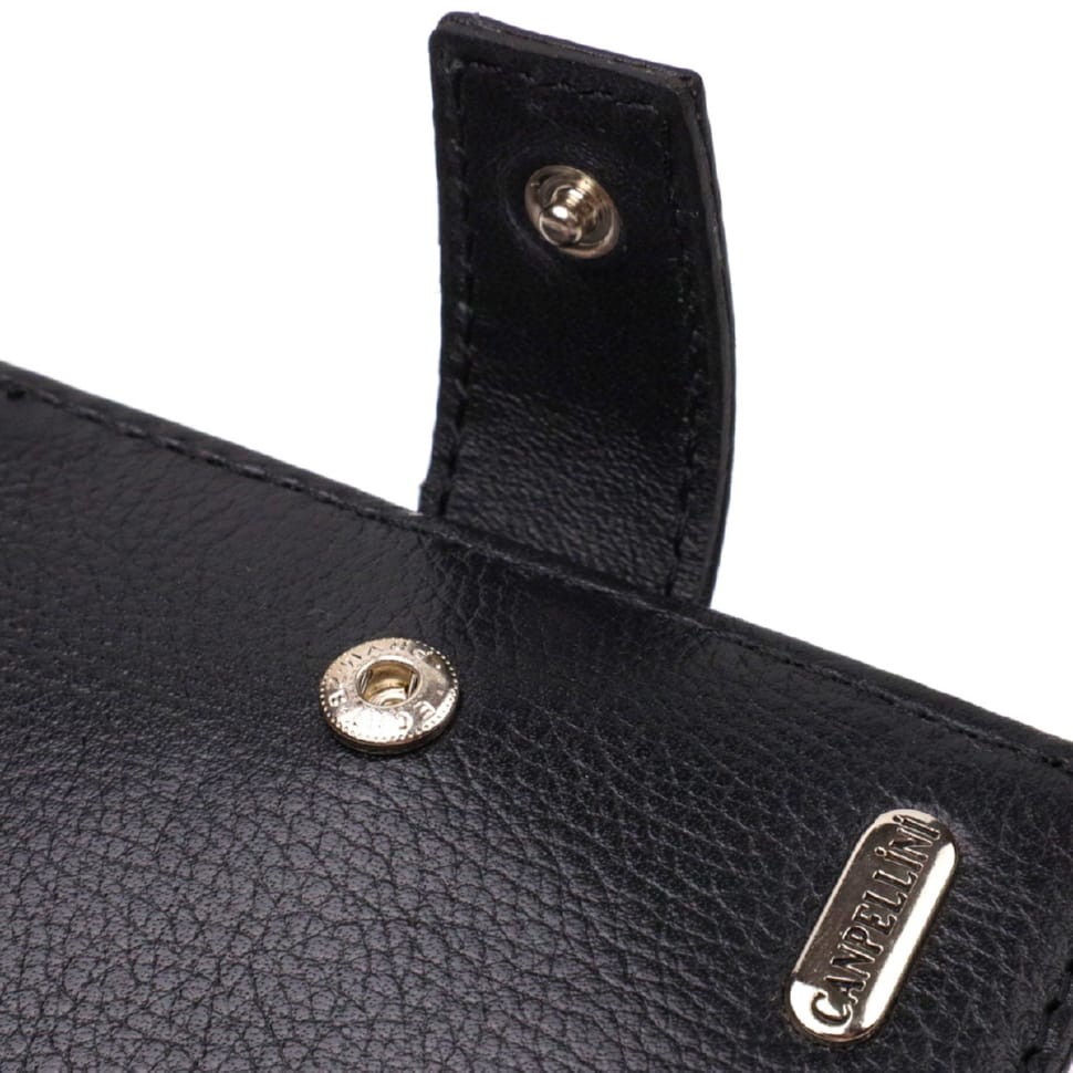 Класичний чоловічий гаманець із натуральної шкіри флотар CANPELLINI 21791 Чорний