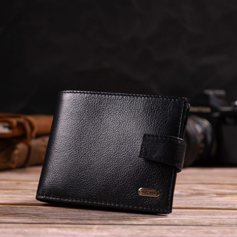 Класичний чоловічий гаманець із натуральної шкіри флотар CANPELLINI 21791 Чорний