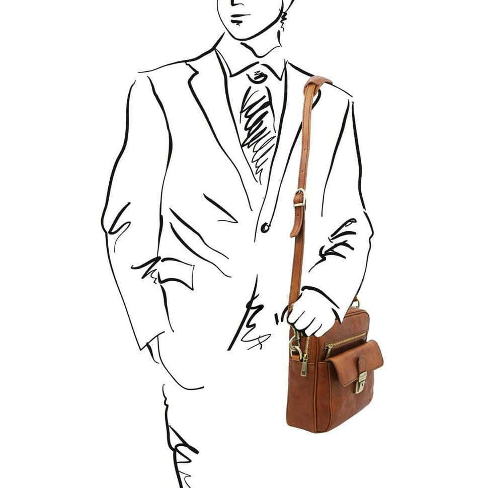 Brian - Італійська чоловіча шкіряна сумка через плече з ручкою TL141978