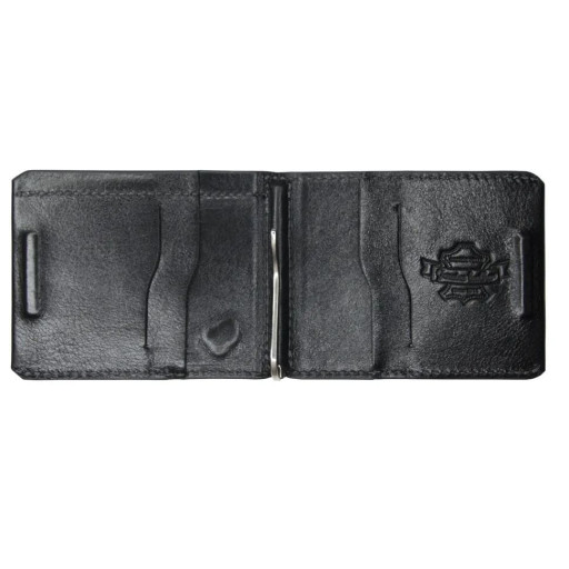 Шкіряний затискач для грошей чоловічий 150610 чорний