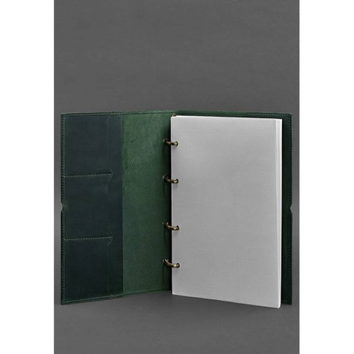 Шкіряний блокнот А4 на кільцях (софт-бук) 9.0 у м'якій обкладинці зелений Crazy Horse