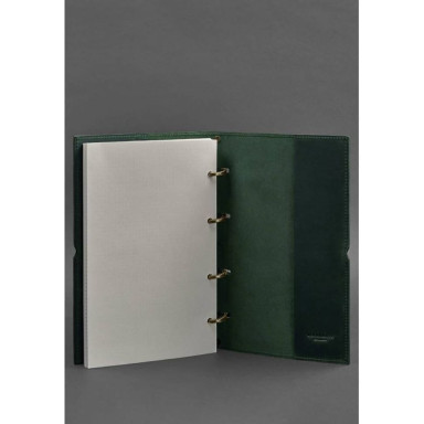 Leather notebook A4 on rings (soft-book) 9.0 soft cover green Crazy Horse