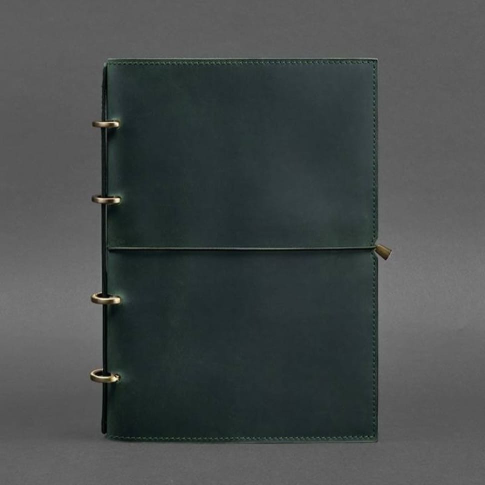 Шкіряний блокнот А4 на кільцях (софт-бук) 9.0 у м'якій обкладинці зелений Crazy Horse