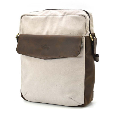Mens canvas shoulder bag TARWA RCJ-1810-3md ivory