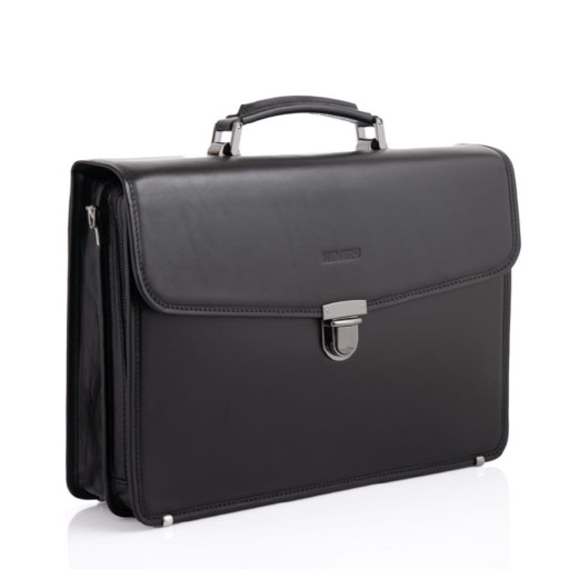 Чорний шкіряний класичний портфель Newery N1104GA