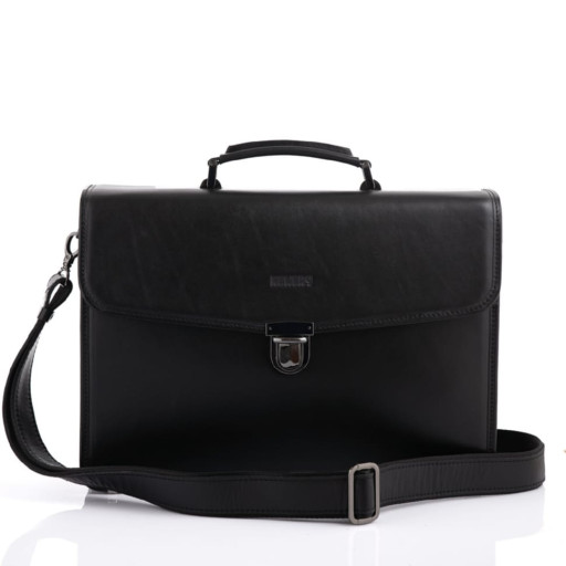 Чорний шкіряний класичний портфель Newery N1104GA