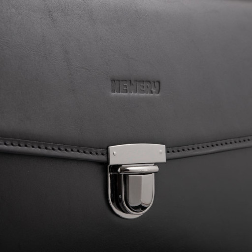 Чорний шкіряний класичний портфель Newery N1104GA