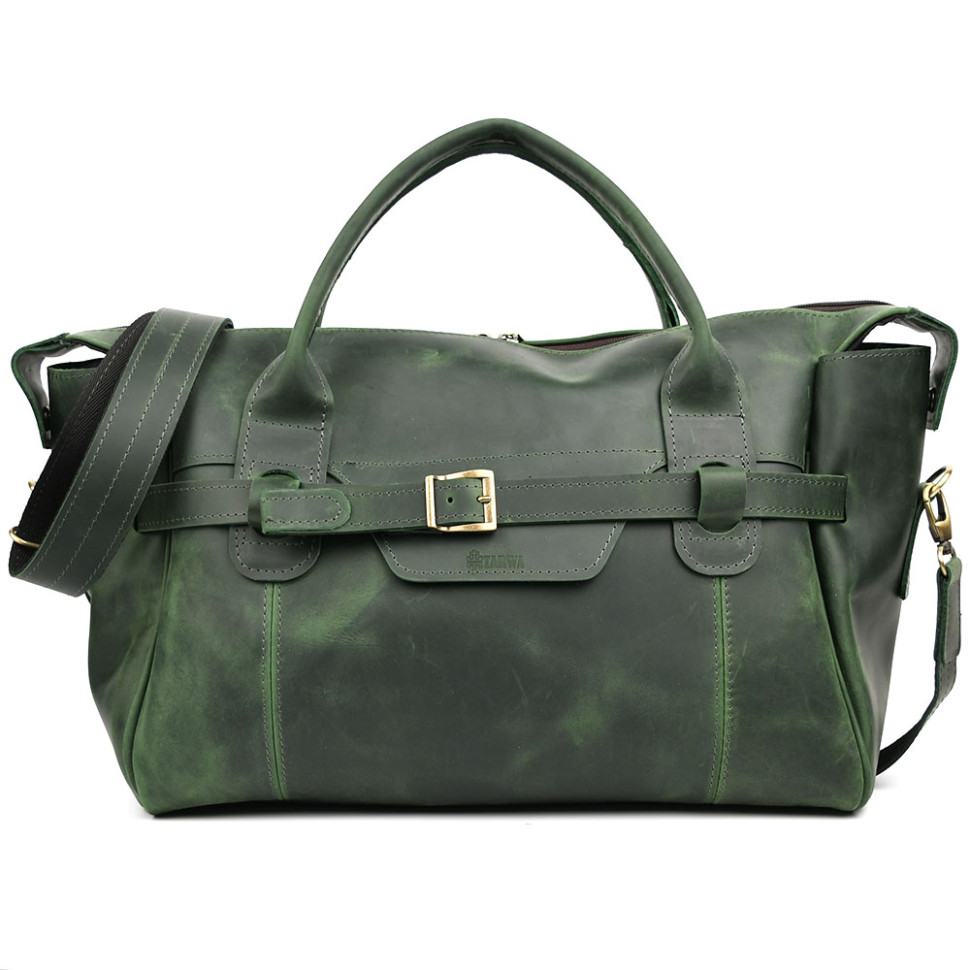 Шкіряна спортивна сумка TARWA RE-7079-3md зеленого кольору