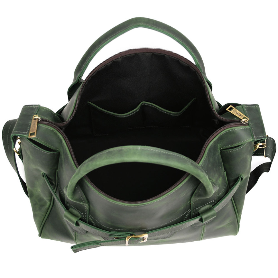 Шкіряна спортивна сумка TARWA RE-7079-3md зеленого кольору