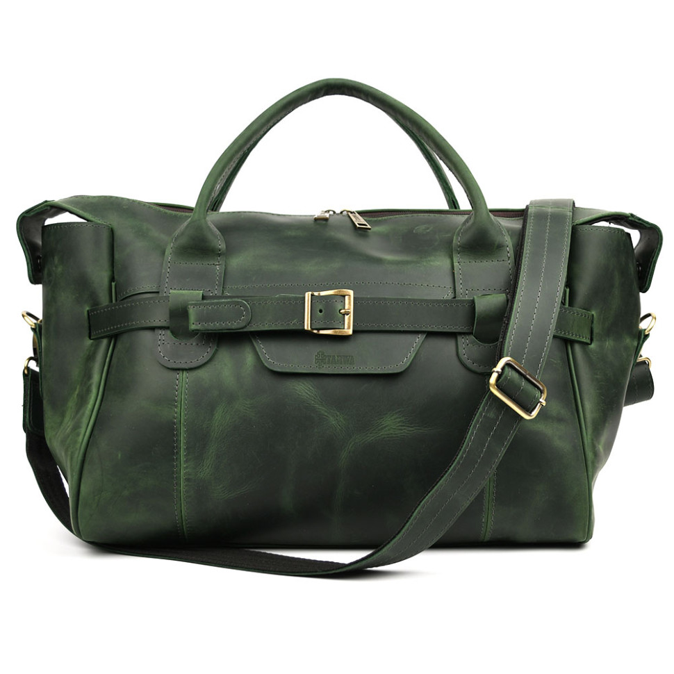 Шкіряна спортивна сумка TARWA RE-7079-3md зеленого кольору