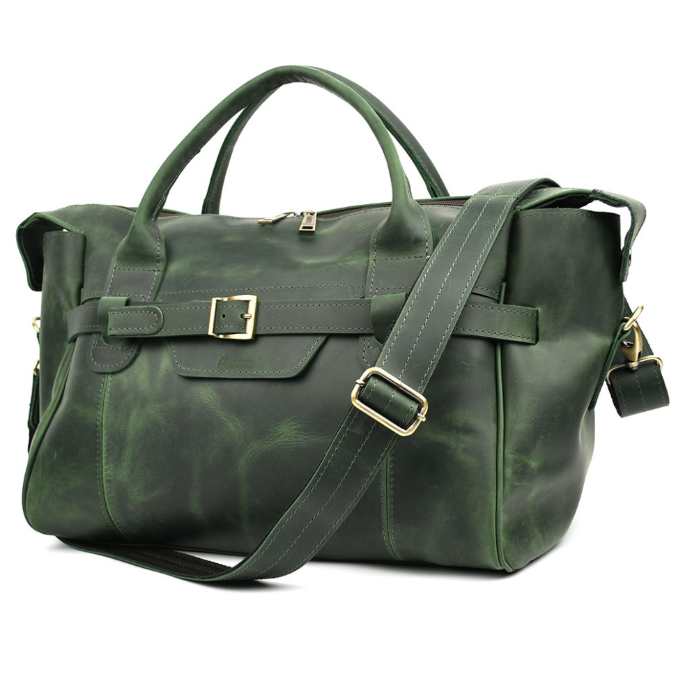 Шкіряна спортивна сумка TARWA RE-7079-3md зеленого кольору