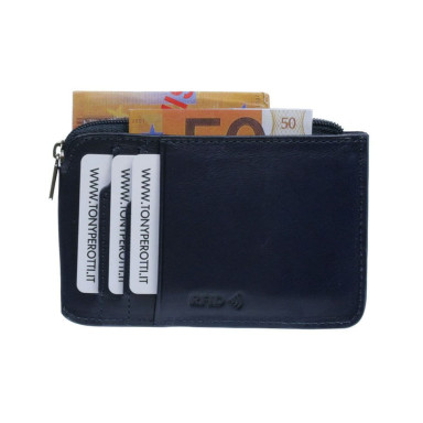 Leather wallet Nevada 3825+RFID navy blue