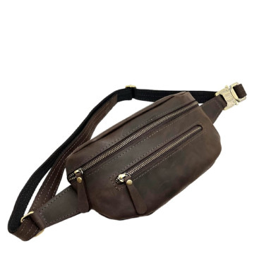 Newery Brown Genuine Vintage Leather Waist Bag N40290KC