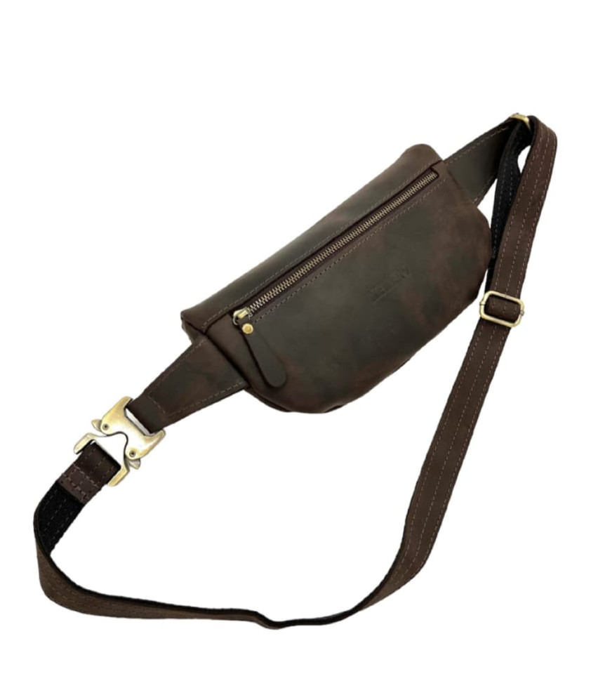 Коричнева сумка на пояс із натуральної вінтажної шкіри Newery N40290KC