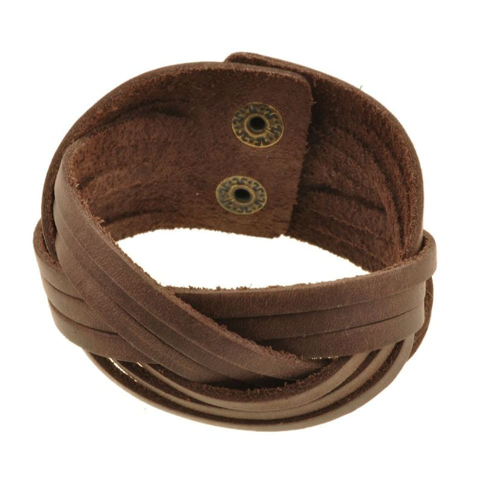 Шкіряний браслет кіска темно-коричневий